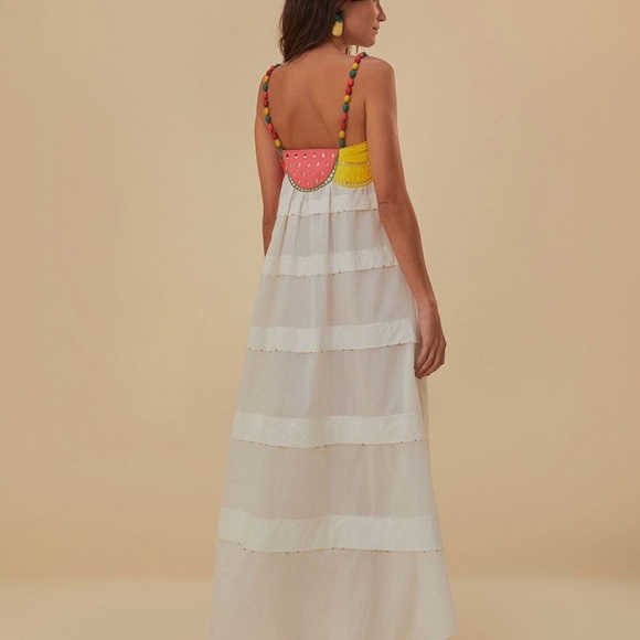 Farm Rio - Off-White Fruits Richelieu Sleeveless Maxi Dress - Picture 4 of 15